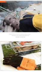 Găng tay chống bỏng BBQ đốt lửa và nướng thịt bằng da bò, chịu nhiệt độ cao, cách nhiệt, Găng Tay Cách Nhiệt Lò Nướng