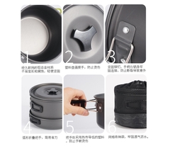 Bộ nồi chảo 13 món cắm trại 5-6 người AoTu DS-500