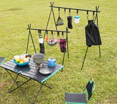 Giá treo đồ cắm trại gấp gọn tiện dụng, Giá móc đồ dã ngoại nhỏ gọn hợp kim nhôm đa năng có túi đựng