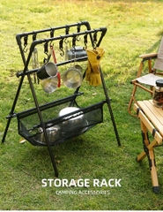 Giá treo đồ cắm trại gấp gọn tiện dụng, Giá móc đồ dã ngoại nhỏ gọn hợp kim nhôm đa năng có túi đựng