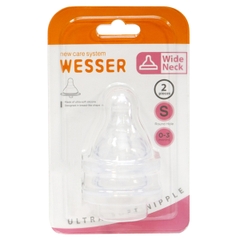 Núm ty thay thế bình sữa Wesser cổ rộn size S (0M+, lỗ tròn)