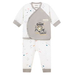Bộ Uala cài chéo Bamboo 2047 0-3M - Trắng ghi