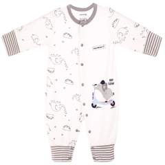 Body dài tay Bamboo Uala 2072 0-3M - Xám trắng