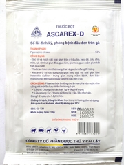 ASCAREX D 100G Thuốc bột sổ lãi định kì phòng bệnh đầu đen trên gà