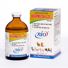 BIVERMECTIN 0,25% 100ML Dung dịch tiêm vô trùng đặc trị nội ngoại kí sinh trùng, ghẻ an toàn với thú mang thai