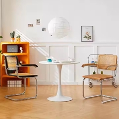 Ghế Inox Khung Gỗ Lưng Mây Có Tay GDM29