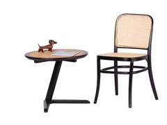 Ghế cafe gỗ tựa mây mặt ngồi cói - GDD18