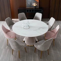 BÀN ĂN MẶT ĐÁ TRÒN CHÂN INOX