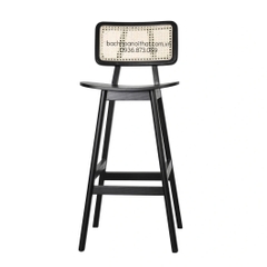 GHẾ BAR MẶT GỖ LƯNG TỰA ĐAN MÂY - BAR22