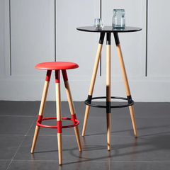 GHẾ BAR CAFE MẶT NHỰA CHÂN CHỤM GỖ - BAR8