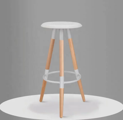 GHẾ BAR CAFE MẶT NHỰA CHÂN CHỤM GỖ - BAR8