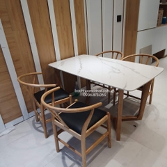 BỘ BÀN ĂN MẶT ĐÁ 4 GHẾ WISHBONE - BBA39