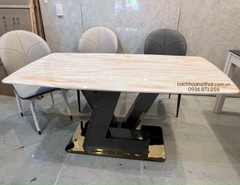 BÀN ĂN MẶT ĐÁ MARBLE XUYÊN SÁNG CAO CẤP