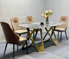 BÀN ĂN CAO CẤP CHÂN INOX MẶT ĐÁ