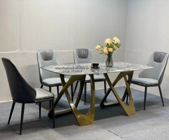 BÀN ĂN CAO CẤP CHÂN INOX MẶT ĐÁ