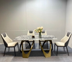 BÀN ĂN CAO CẤP CHÂN INOX MẶT ĐÁ