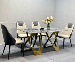 BÀN ĂN CAO CẤP CHÂN INOX MẶT ĐÁ