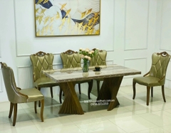 BÀN ĂN TÂN CỔ ĐIỂN GỖ TỰ NHIÊN - BAMD149