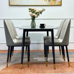 BỘ BÀN ĂN 4 GHẾ MONET KHÔNG TAY MẶT ĐÁ CERAMIC - BBA43