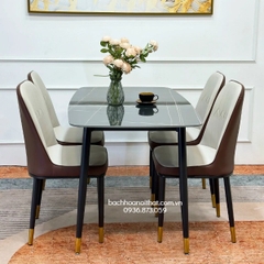 BỘ BÀN ĂN 4 GHẾ MONET KHÔNG TAY MẶT ĐÁ CERAMIC - BBA43