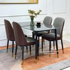 BỘ BÀN ĂN 4 GHẾ MONET KHÔNG TAY MẶT ĐÁ CERAMIC - BBA43