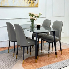 BỘ BÀN ĂN 4 GHẾ MONET KHÔNG TAY MẶT ĐÁ CERAMIC - BBA43