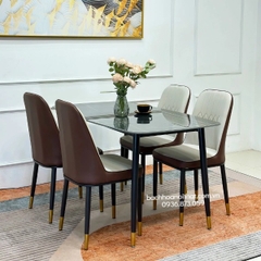 BỘ BÀN ĂN 4 GHẾ MONET KHÔNG TAY MẶT ĐÁ CERAMIC - BBA43