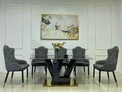 BÀN ĂN MẶT ĐÁ CERAMIC CHÂN LV - BAMD153