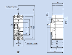 MCCB 2 Pha (ABS Series) - ABS32c, ABS52c, ABS102c, ABS202c