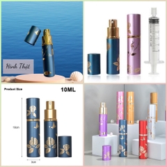 Chai Chiết Nước Hoa Màu Xanh Hoa Văn 10ml