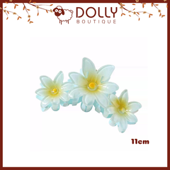 Kẹp Càng Cua Hoa Sứ 3 Bông - Màu Xanh - 11cm