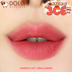 Son Kem Lì 3CE Hazy Lip Clay #Cherry Fluff ( Hồng Đất Mâm Xôi ) - 4g
