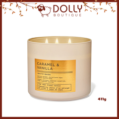 Nến Thơm 3 Bấc Bath & Body Works Caramel & Vanilla 3-Wick Candle 411g