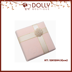 Hộp Quà Nhung Đính Ngọc Trai 12*12*4,5 (cm)