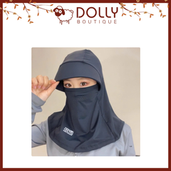 Mũ + Khẩu Trang Chống Nắng Thoáng Khí Vải Lụa Lạnh Từ Đầu Đến Cổ