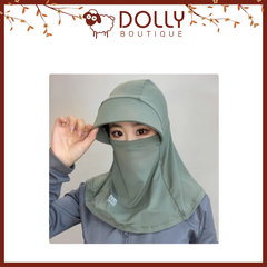 Mũ + Khẩu Trang Chống Nắng Thoáng Khí Vải Lụa Lạnh Từ Đầu Đến Cổ