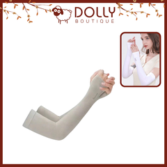 Găng Tay Chống Nắng  Chống UV Xỏ Ngón Thun Lạnh Co Giãn 4 Chiều