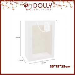 Túi Giấy Trong Suốt Đựng Quà Màu Trắng Size 35*15*25 cm