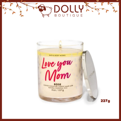 Nến Thơm 1 Bấc Bath & Body Works Love You Mom Rose Single Wick Candle 227g