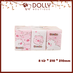 Khăn Giấy Khô Hoạt Hình - Heo Doodoo - Tách set