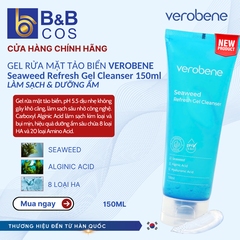 GEL RỬA MẶT TẢO BIỂN VEROBENE SEAWEED REFRESH LÀM SẠCH CẤP ẨM DỊU DA NHẠY CẢM 150ML