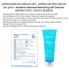 GEL RỬA MẶT TẢO BIỂN VEROBENE SEAWEED REFRESH LÀM SẠCH CẤP ẨM DỊU DA NHẠY CẢM 150ML