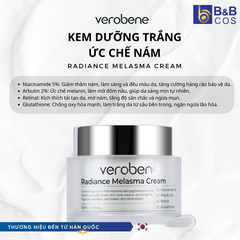 Kem dưỡng trắng, ức chế sắc tố nám Verobene Radiance Melasma Cream 50g