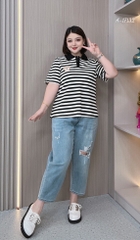 Áo Polo Tshirt BIGSIZE logo G- kẻ Sọc To - 17132