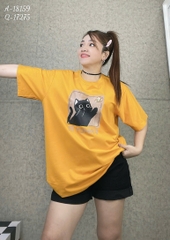 S00210- Áo thun BIGSIZE Quảng Châu cổ tròn hình M- FANCY VÀNG -18159