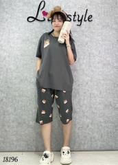 Bộ lửng BIGSIZE QCCC thun cotton mịn đẹp loại 1 thấm hút mồ hôi tốt cổ tròn Tho SL.DAI- 18196 - XÁM