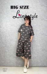 Bộ lửng BIGSIZE QCCC thun cotton mịn đẹp loại 1 thấm hút mồ hôi tốt, in hình Tho- Nơ nhiều SL.DAI 100kg 110kg -00387- 18213- XÁM ĐẬM