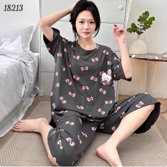 Bộ lửng BIGSIZE QCCC thun cotton mịn đẹp loại 1 thấm hút mồ hôi tốt, in hình Tho- Nơ nhiều SL.DAI 100kg 110kg -00387- 18213- XÁM ĐẬM