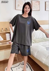 Bộ đùi màu trơn BIGSIZE QCCC chất mịn đẹp co giãn mặc mát logo Meo- 18350 - Xám