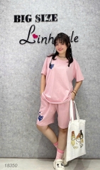 Bộ đùi màu trơn BIGSIZE QCCC chất mịn đẹp co giãn mặc mát logo Meo- 18350 - Hồng